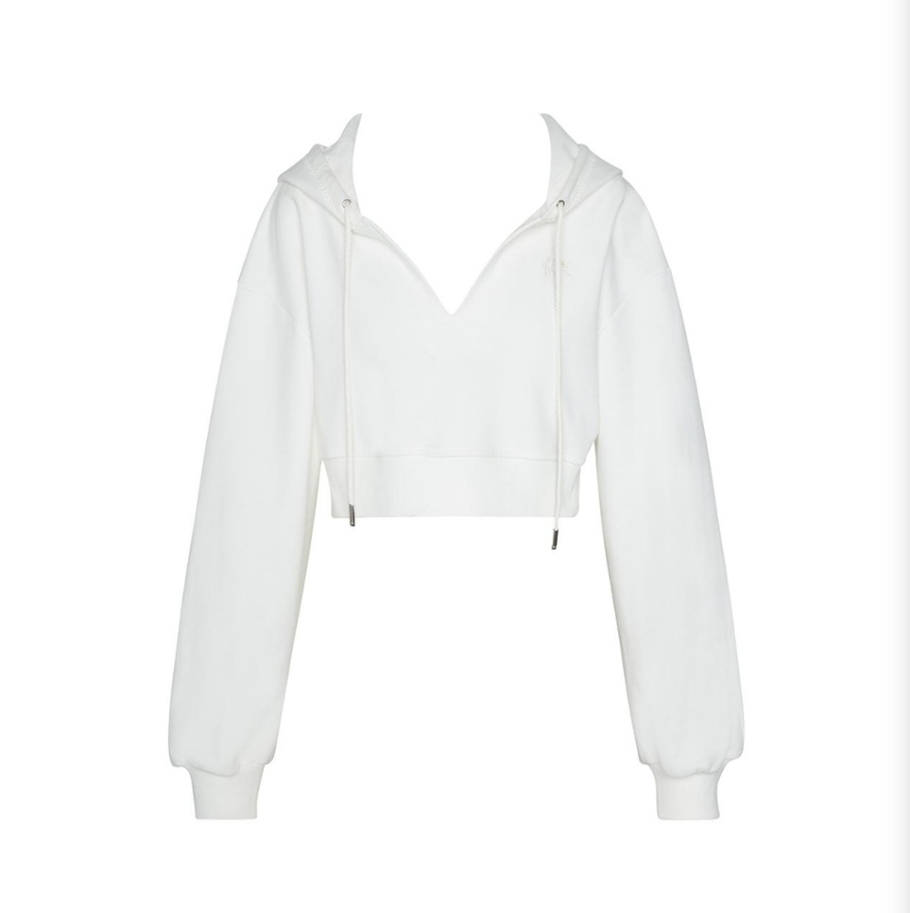 WHITE Harper Sweatshirt Hoodie Crop Top RARE Lemon - Picture 2 of 11